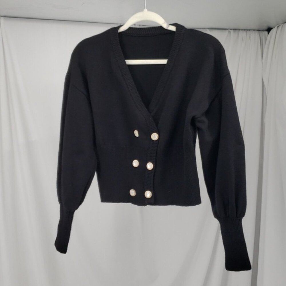 Vintage Black Pearl Button Cardigan